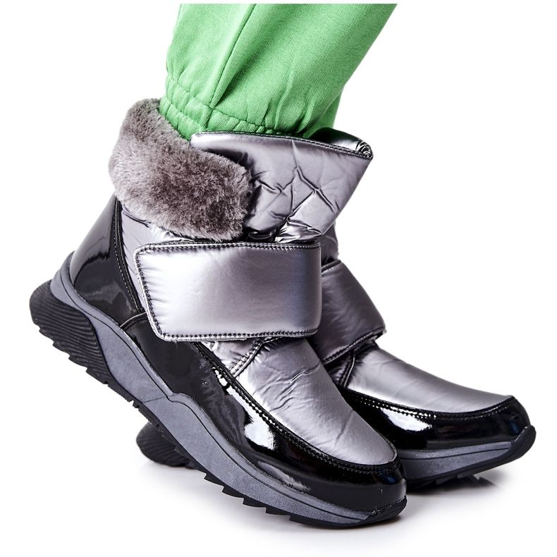 S.Barski Botas de nieve abrigadas para mujer Gris Evamia plata