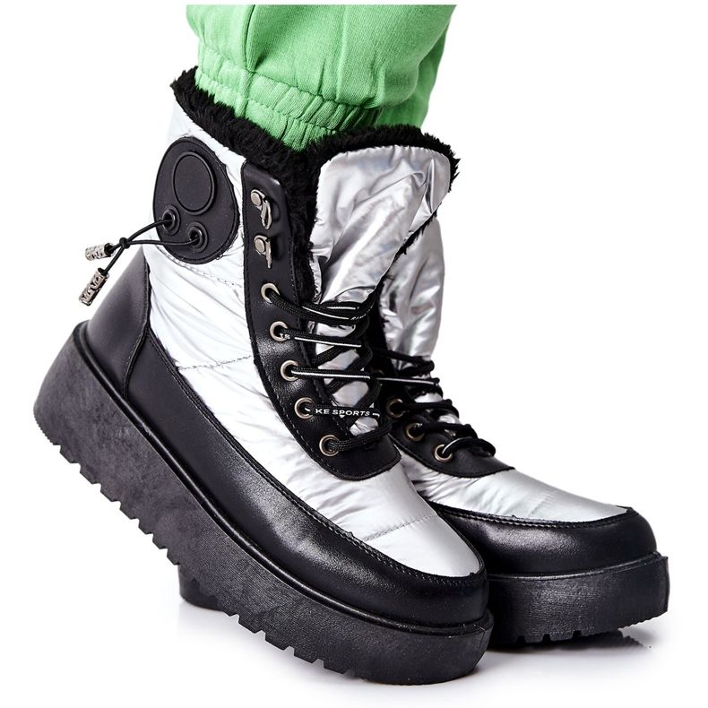 S.Barski Botas de nieve Kennilis Silver Warm para mujer negro plata