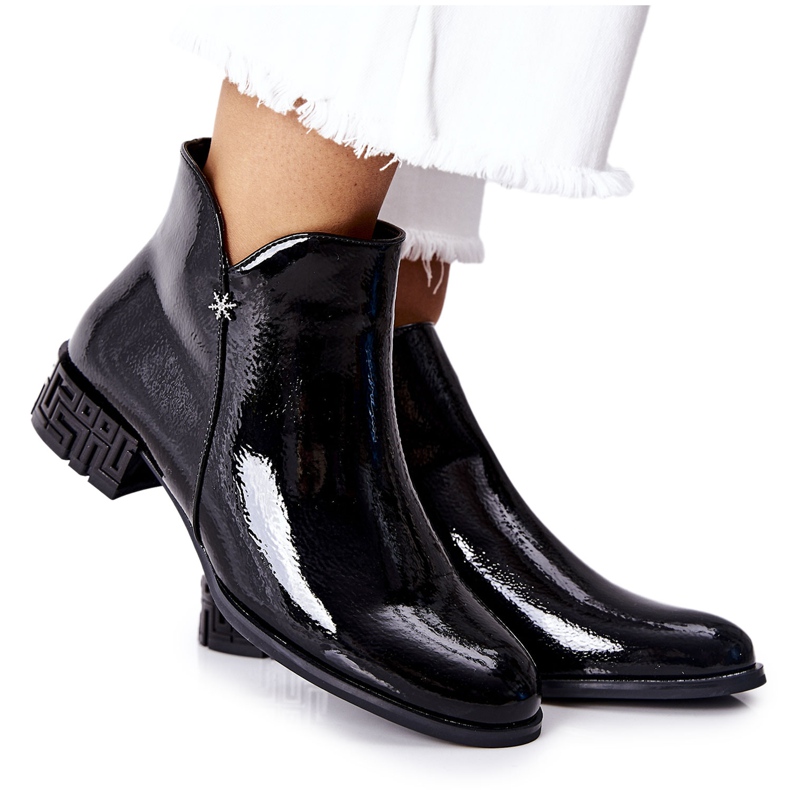 Botas Calientes Planas Lacadas Sergio Leone BT540 Negro