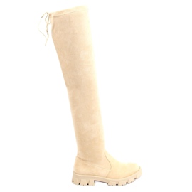 Botas por encima de la rodilla beige de mujer LM-07 Beige