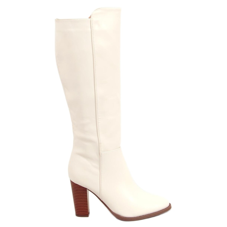 Botas de tacón, color crema UK03P Beige