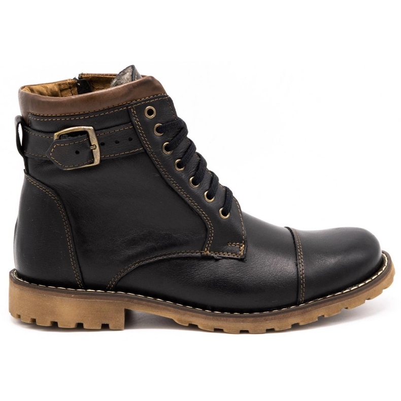 Olivier Botas de nieve para hombre 910MP negro con marrón