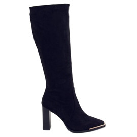Botas de tacón de ante negro Clara
