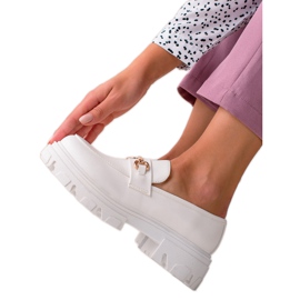 Diamantique Mocasines de piel ecológica blanco