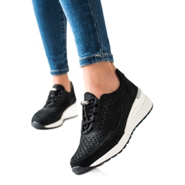 Deportivas de piel con purpurina VINCEZA negro