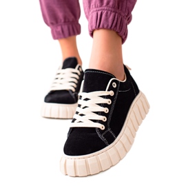 Sweet Shoes Zapatillas de gamuza en la plataforma negro