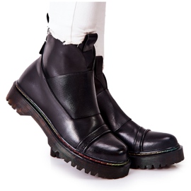 PM1 Botas Milie Jodhpur negras con costuras coloridas negro