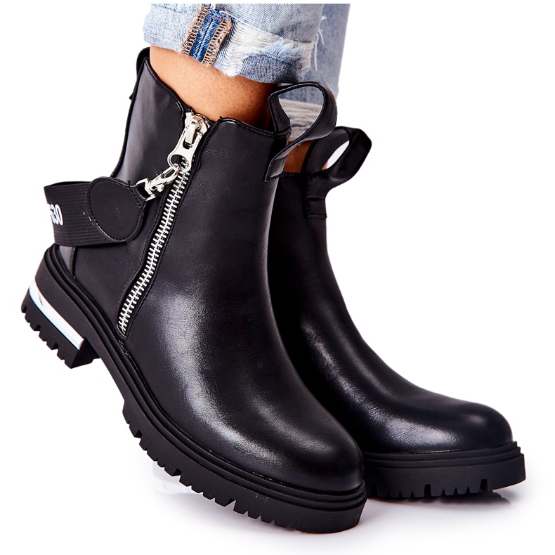 PS1 Botas negras de piel cálida Cortona con cremallera negro