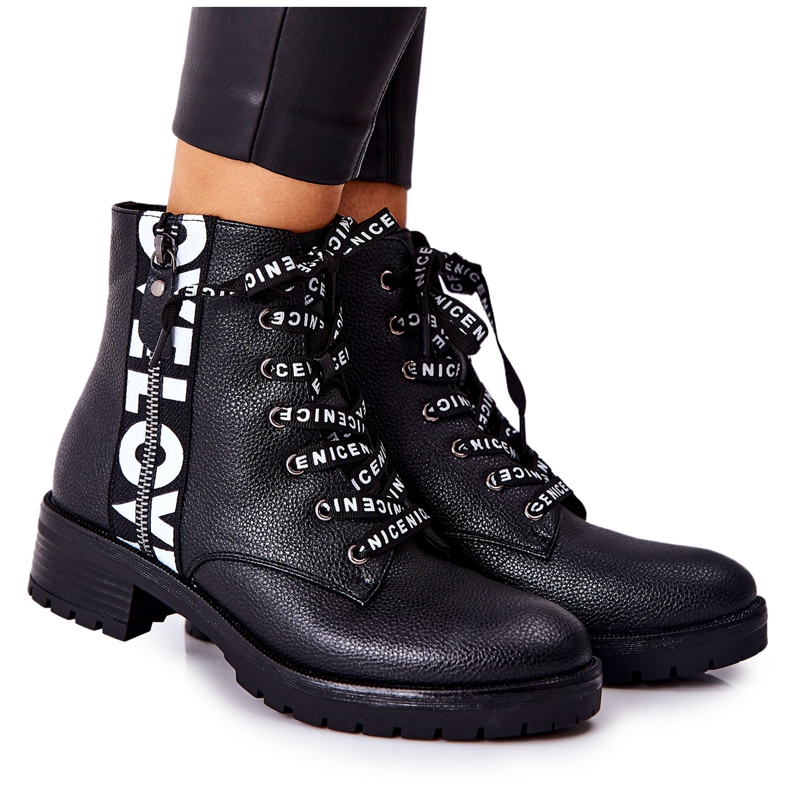 POTOCKI Trabajadores de botas de cuero en negro Henri Zipper