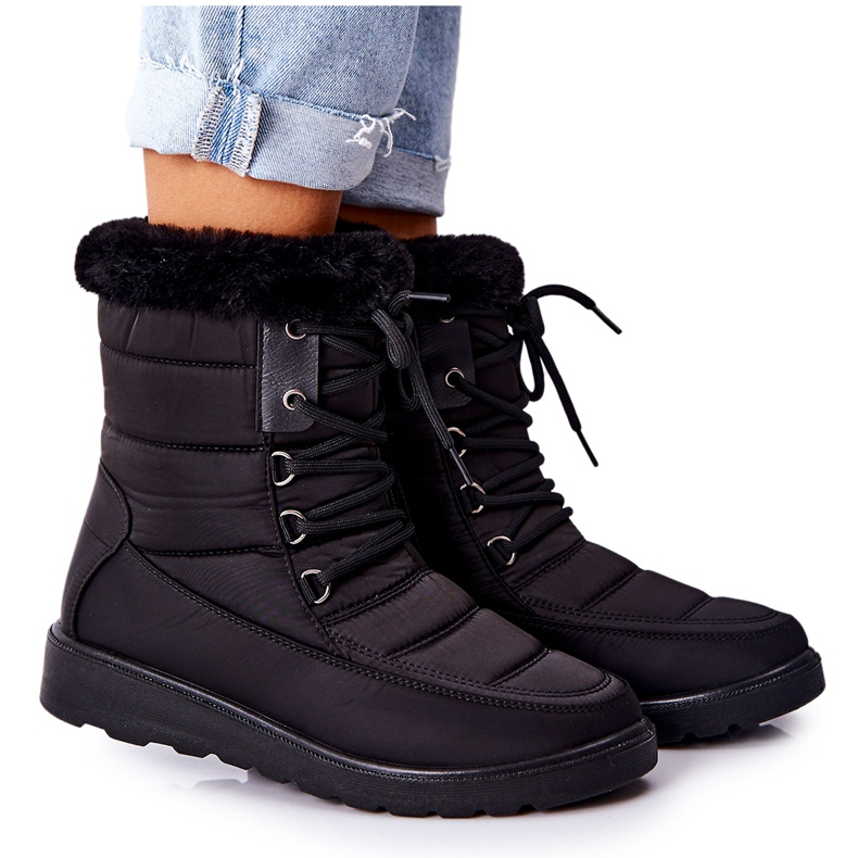 Vinceza Botas Altas Para Nieve Con Piel Negra Haneta negro
