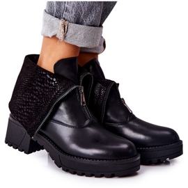 Vinceza Botas de piel de tacón negro Challonte