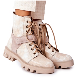 Botas de trabajo de cuero beige Maciejka 05219-04
