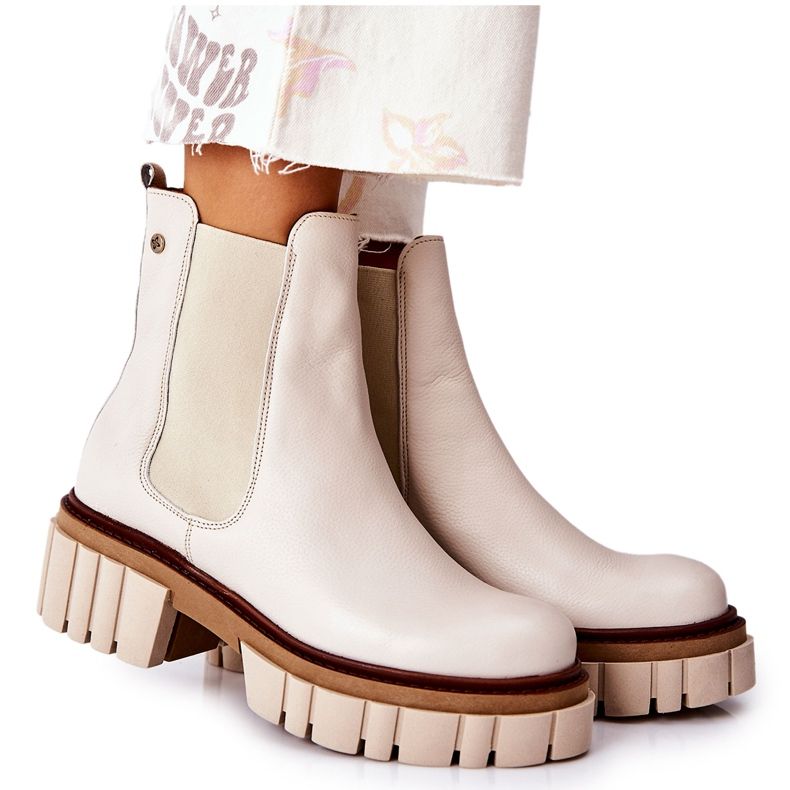 Botas de trabajo de cuero beige Maciejka 05312-04