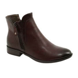 Botines de piel Daszyński AM65-91 Burdeos negro rojo Botines de piel Daszyński AM65-91 Burdeos negro rojo
