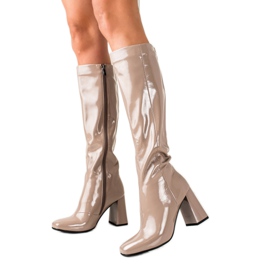 S. BARSKI Botas de tacón alto brillantes de S.BARSKI beige S. BARSKI Botas de tacón alto brillantes de S.BARSKI beige