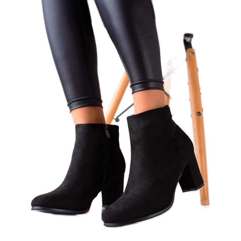 TRENDI Botines casuales de gamuza negro