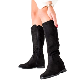 TRENDI Botas de cuña clásicas negro