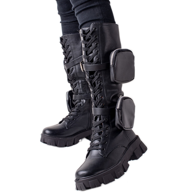Best Shoes Botas negras de alta moda negro