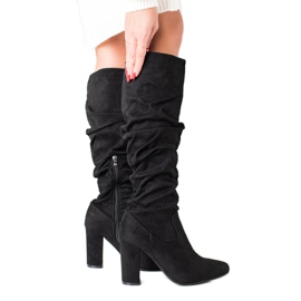 Wilady Botas negras con parte superior con volantes negro