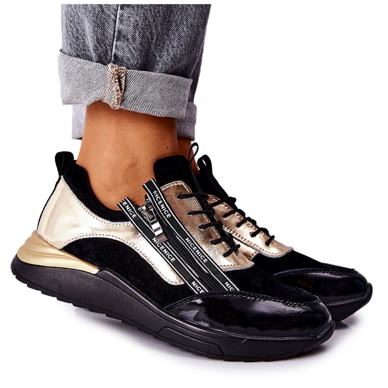 POTOCKI Zapatillas Deportivas Piel Zapatillas Negro Dorado Minor