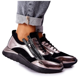 POTOCKI Zapatillas Deportivas Piel Zapatillas Negro Plata Minor