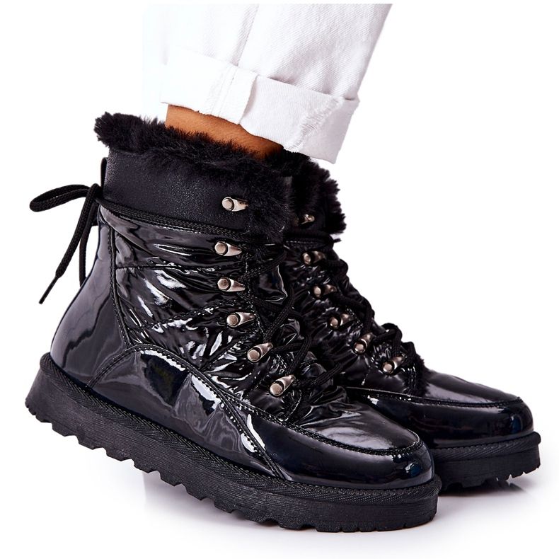 POTOCKI Botas de nieve altas con aislamiento de piel Negro Estornudos POTOCKI Botas de nieve altas con aislamiento de piel Negro Estornudos