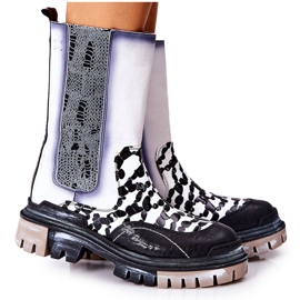 Botas Altas Piel Maciejka Negro-Blanco 05141-11
