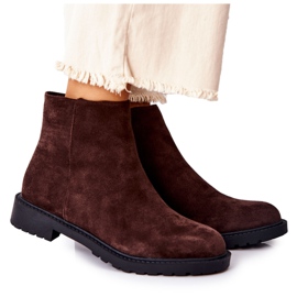 PH1 Botas Botines Chelsea Con Tacones Planos Brown Laurette marrón