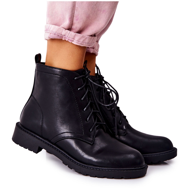 PH1 Botas Clásicas De Cuero Negro Atado Melome