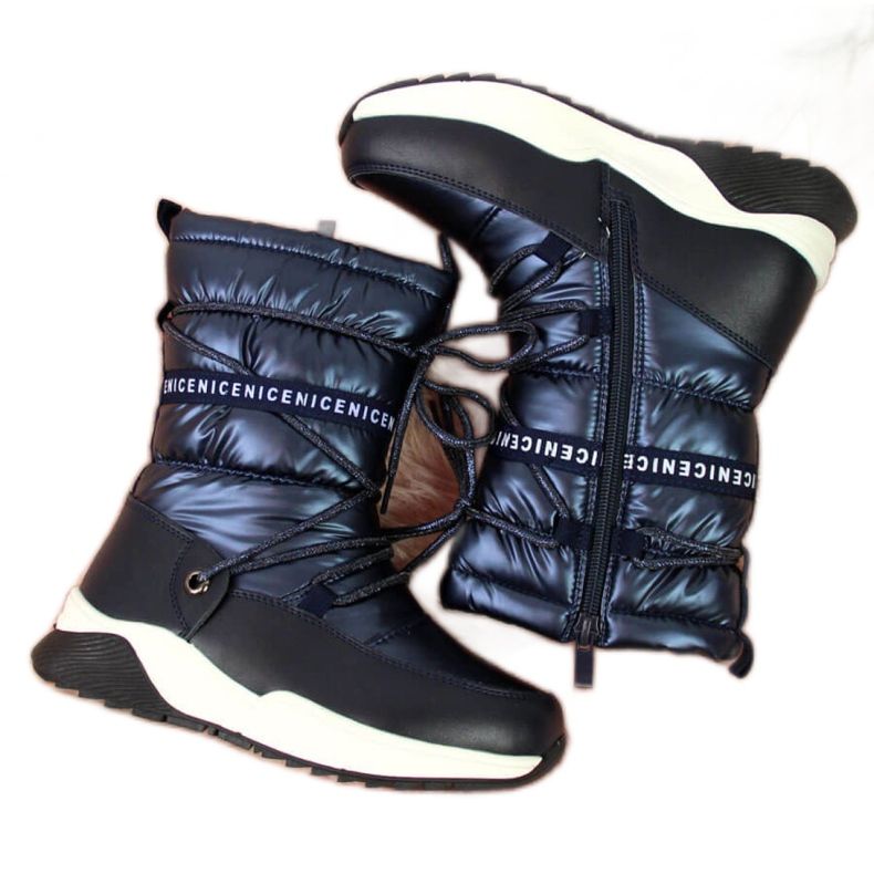 Botas de nieve impermeables Jr EVE324A azul marino blanco Botas de nieve impermeables Jr EVE324A azul marino blanco