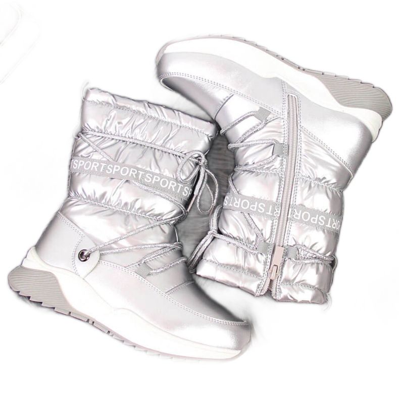 Botas de nieve impermeables Jr EVE324B plateado blanco