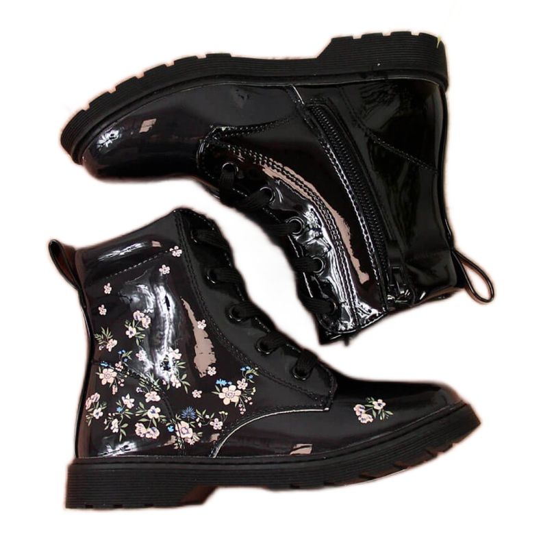 Botas negras niñas insuladas Jr EVE326 blanco negro