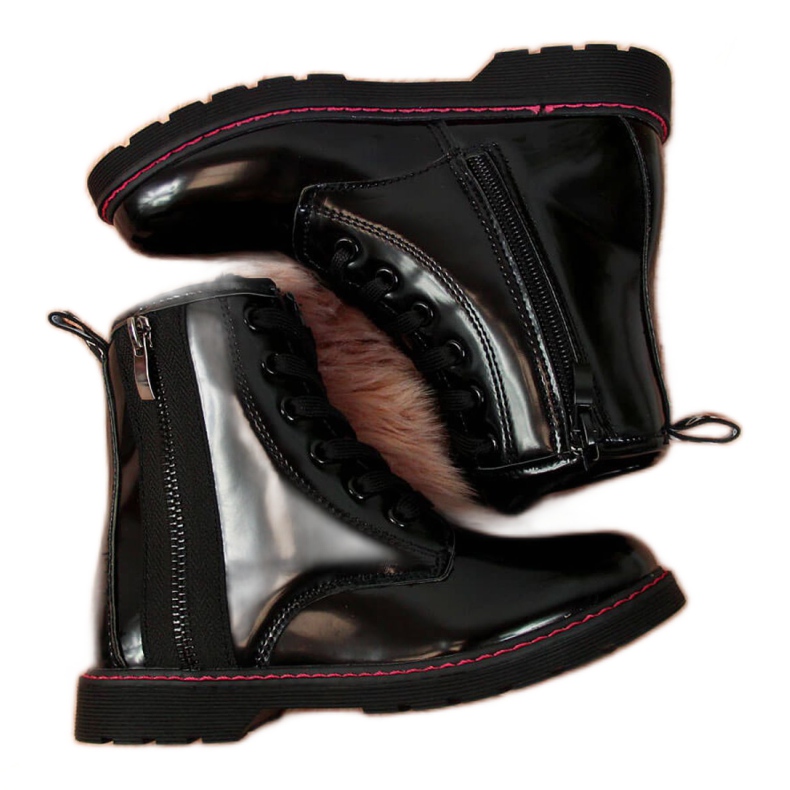 Botas lacadas aislantes Jr EVE327A negro blanco Botas lacadas aislantes Jr EVE327A negro blanco