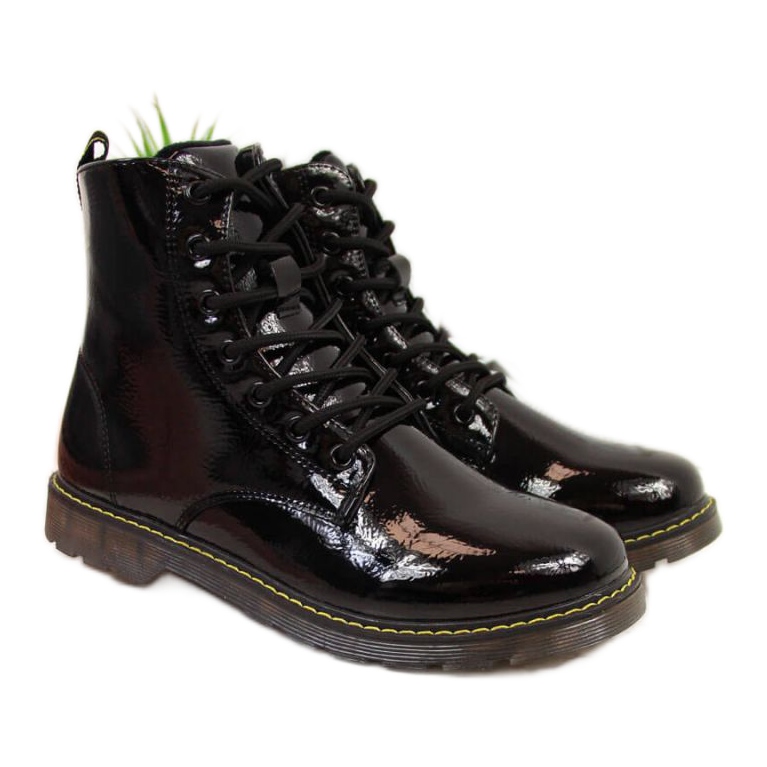 Botas lacadas cálidas Miss❤E Jr EVE251A negro blanco
