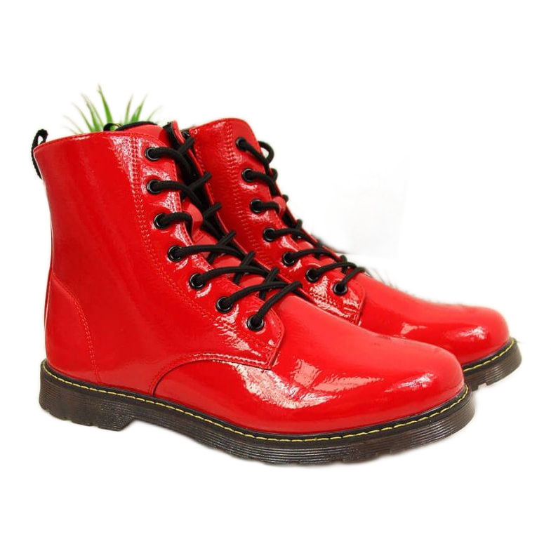 Botas insuladas lacadas Miss E Jr EVE251C rojo blanco
