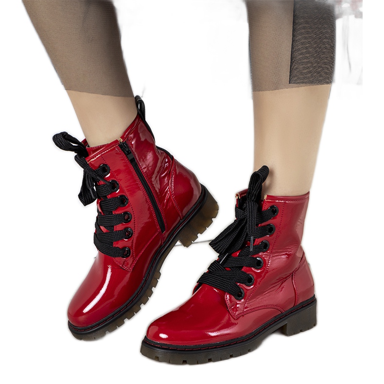 Botines de charol rojo Delphine