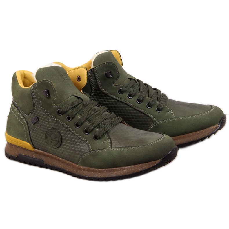 Zapatos de piel con aislamiento Rieker M R498 khaki verde