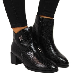 Botas negras con piel de serpiente con mosca Filippo W PAW287 negro