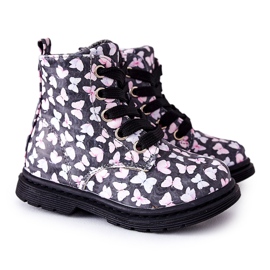 PE1 Botas de cuero calentado con lana gris con mariposas Amy PE1 Botas de cuero calentado con lana gris con mariposas Amy