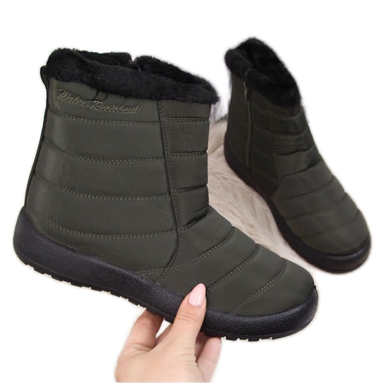 News Botas de nieve impermeables con cremallera Novedades W EVE181D khaki negro caqui