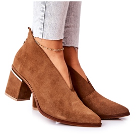 Botas de cuero en tacon alto laura messi brown 2344 marrón