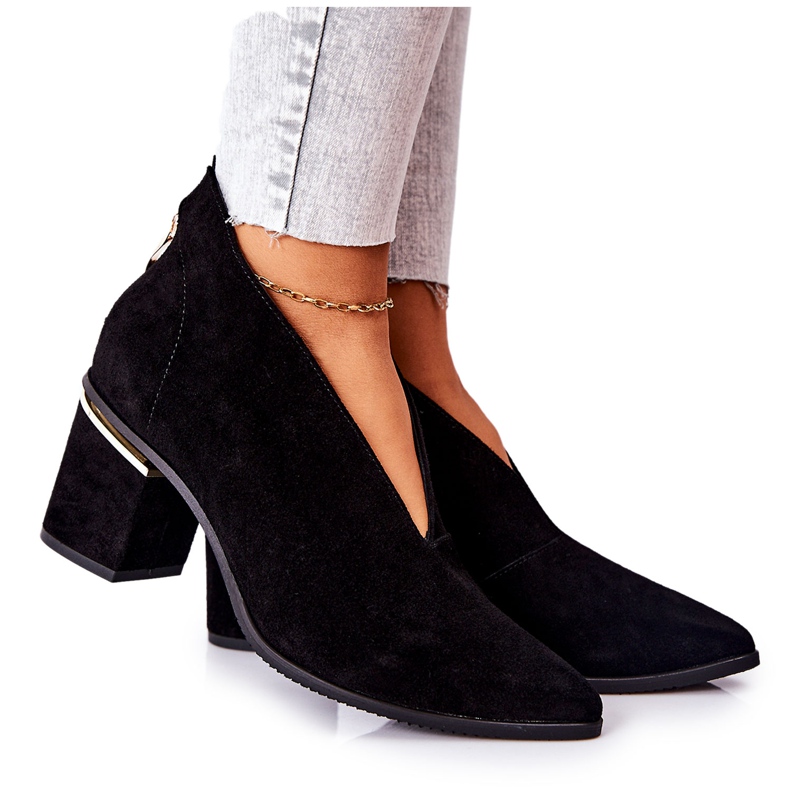 Botas de cuero en tacón alto laura messi negro 2344