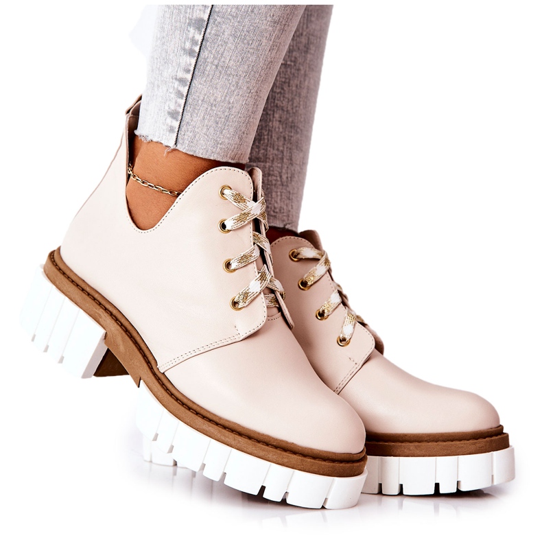 PA2 Botas de piel con corte Kaxo beige