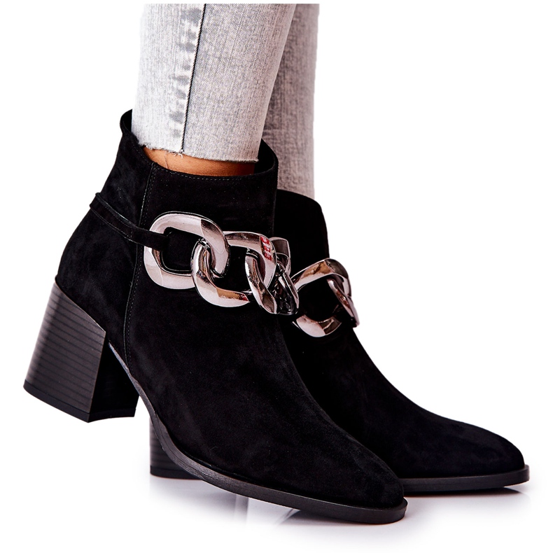 Botas de piel con cadena Laura Messi Negra 2345 negro