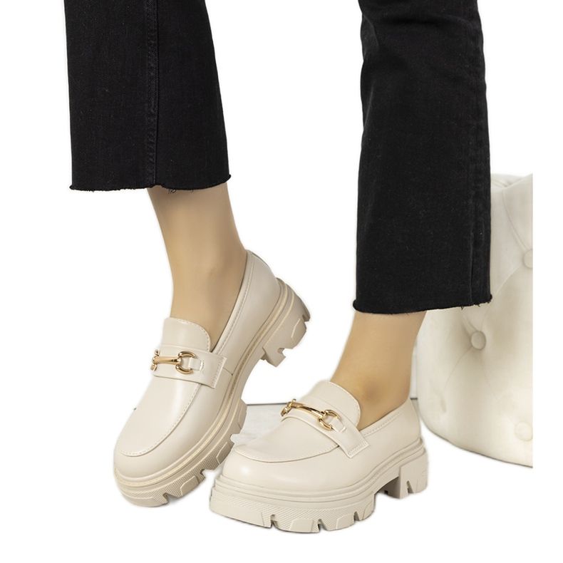 Mocasines beige con suela alta Anouk dorado Mocasines beige con suela alta Anouk dorado