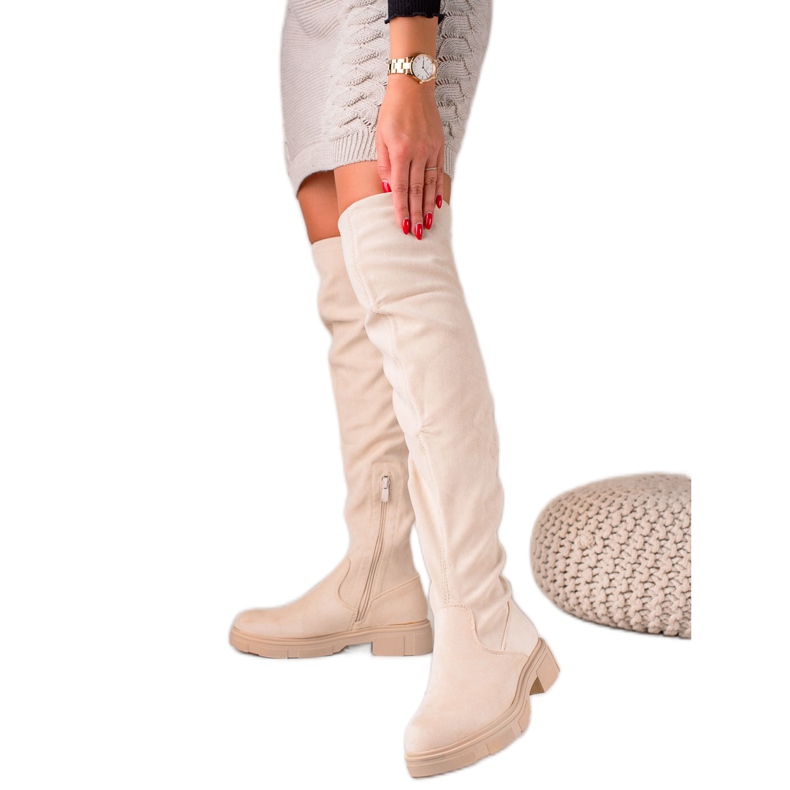 Seastar Botas altas de gamuza hasta el muslo beige
