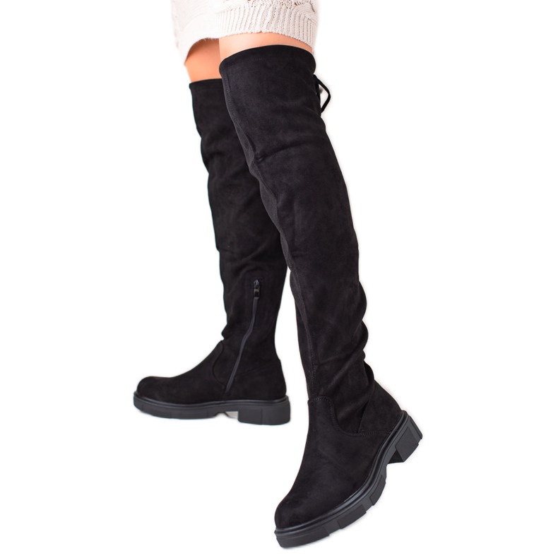 Seastar Botas altas de gamuza hasta el muslo negro