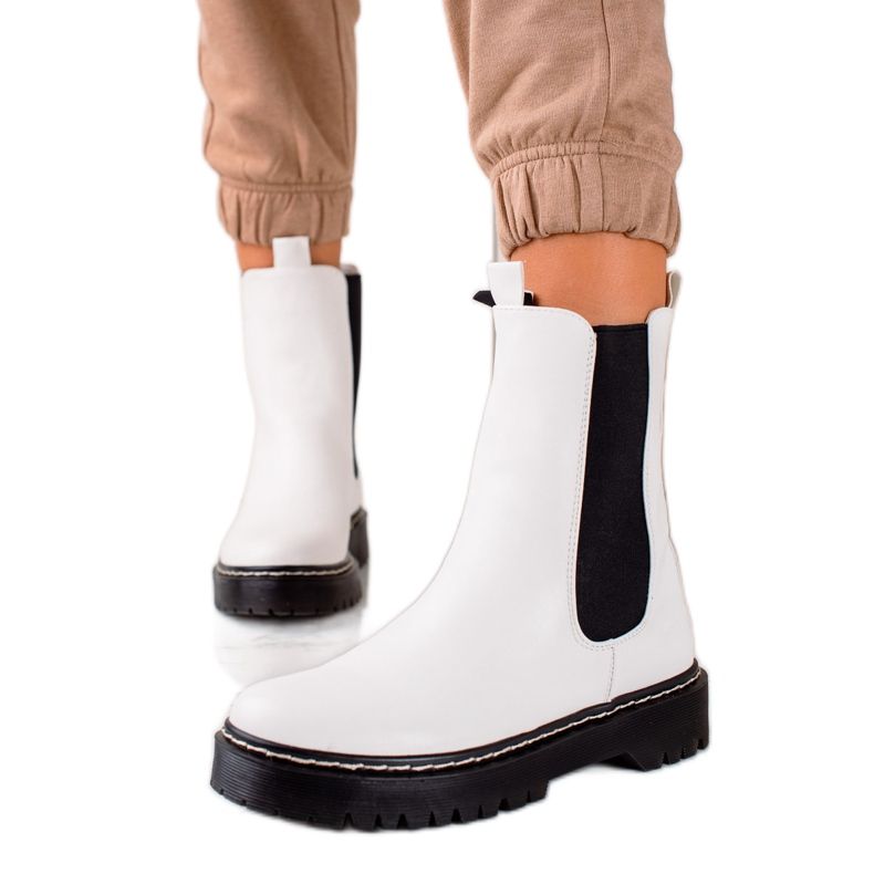 S. BARSKI Botines Chelsea altos en la plataforma S.BARSKI blanco