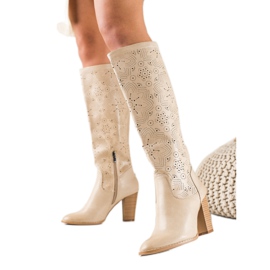 TRENDI Botas con estilo calado beige TRENDI Botas con estilo calado beige