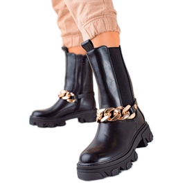 Sweet Shoes Botas altas negras con cadena negro